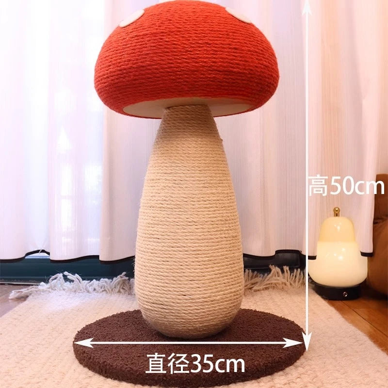 Cat scratcher rolling chassis mushroom cat tree tower Toys for pets wooden Accessories for pets red Creative ornaments modern  cat toy
