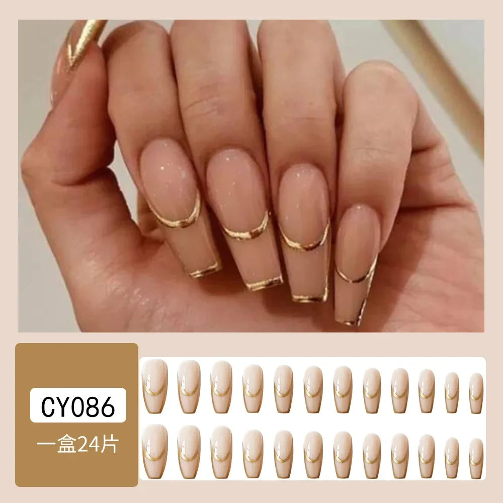 24Pcs Halloween Black Ghost Long Ballet False Nails Wearable French Ballerina Fake Nails Press On Full Cover Manicure Nail Tips