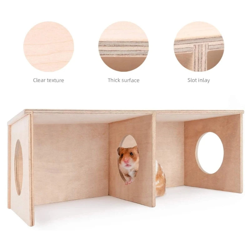 Hamster Wood Hideout Small Nest Solid Wood Small House Hamster Resting Nest Golden Silk Bear Small Villa Toy Supplies Drop Ship