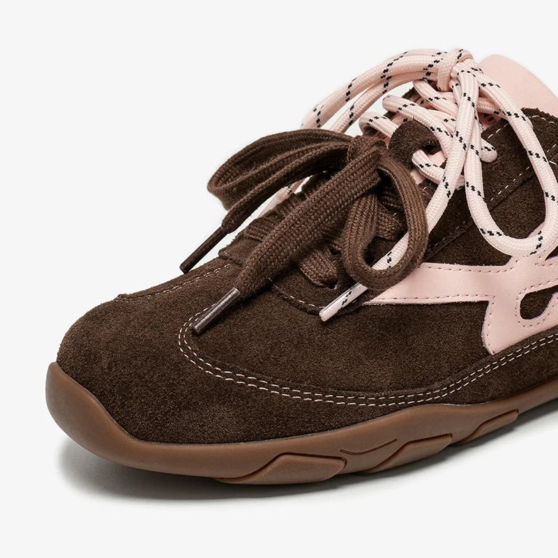 Manufacturer   BEAUTODAY Casual Sneaker Cow Suede Leather Mixed Color Round Toe Dual-Colored Shoelaces Trainers Ladies Shoes Handmade 29977    Sneakers