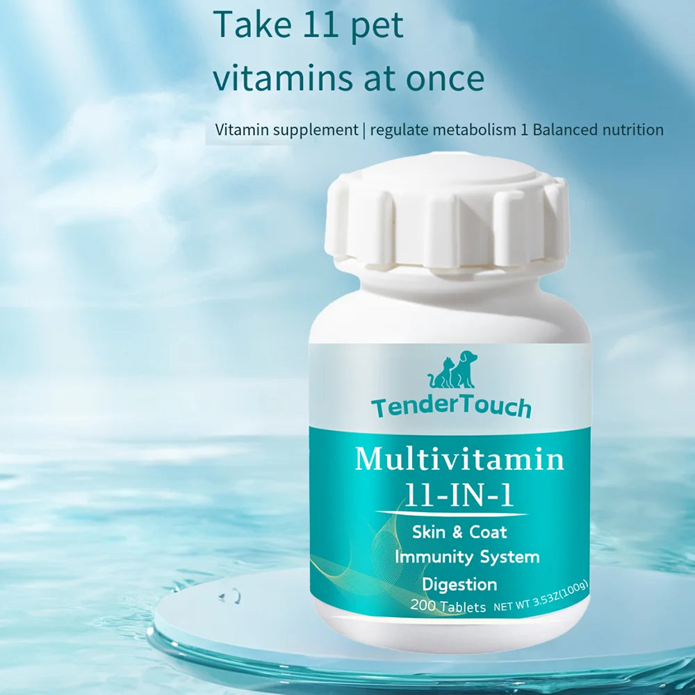 200 Tablets - TenderTouch - Dog and Cats Multivitamin - Dog and Cats Vitamins and Supplements, Senior & Puppy Multivitamin  dog food cat food