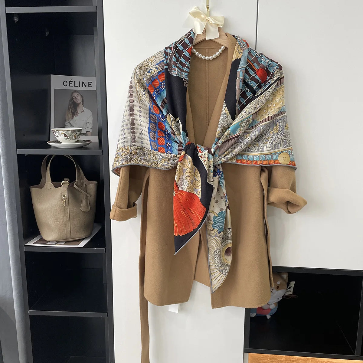 140cm Silk Cashmere Scarf  Soft Pashmina Warm Winter Scarf Women Armored Warrior Brand Square Scarf Shawl Bandana Kerchief