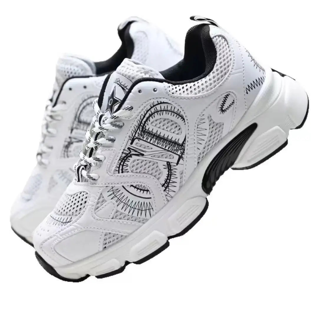 Manufacturer   D Home Mesh Upper Running Shoes Thick Bottom Dad Sneakers Unisex Lace up Sports Couple Shoes Anti Slip Wear Resistant Rubber...    Sneakers