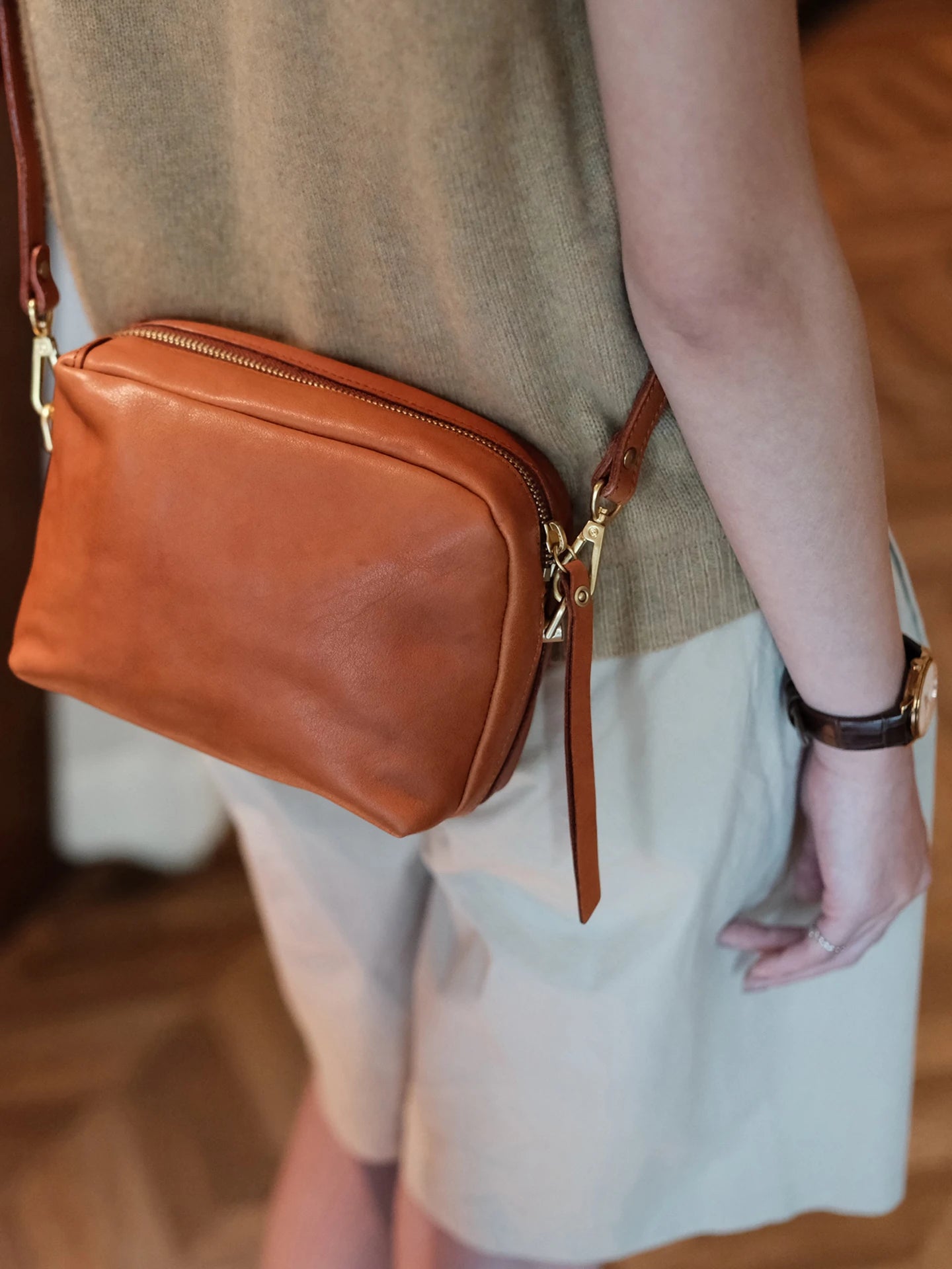 outdoor weekend travel handmade genuine leather ladies' small shoulder bag simple casual real cow leather women's crossbody bag