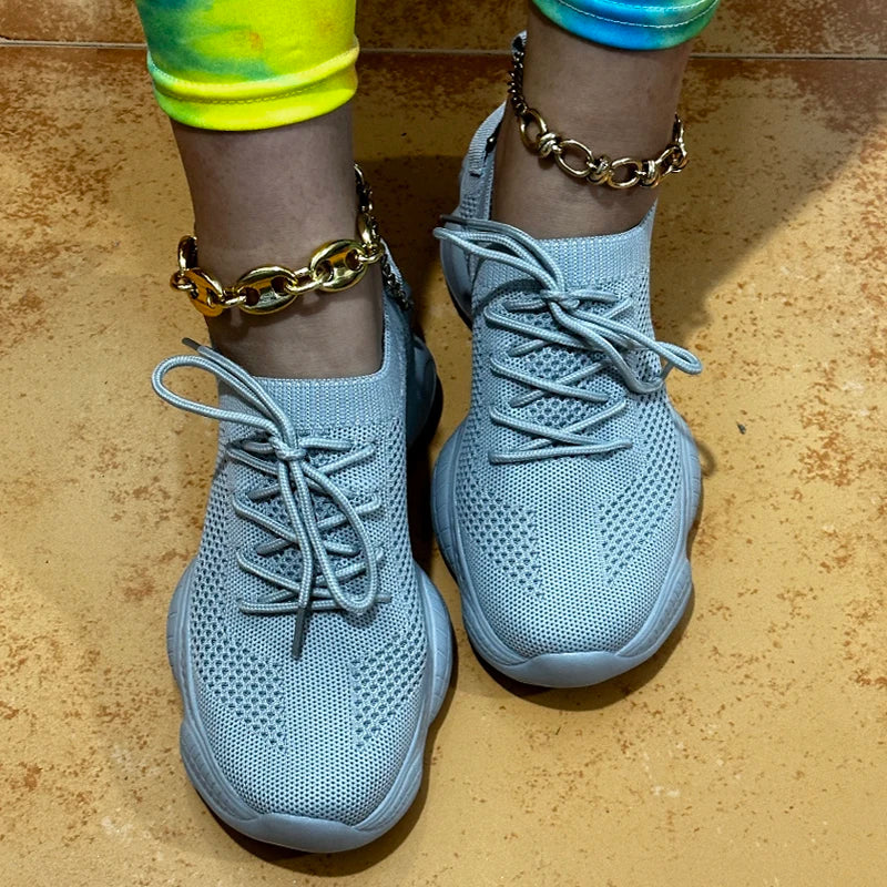 Manufacturer   Women's Sneakers New Fashion Breathable Trainers Comfortable Sneakers Women Mesh Fabric Lace Up Female Footwear Women Shoes    Sneakers