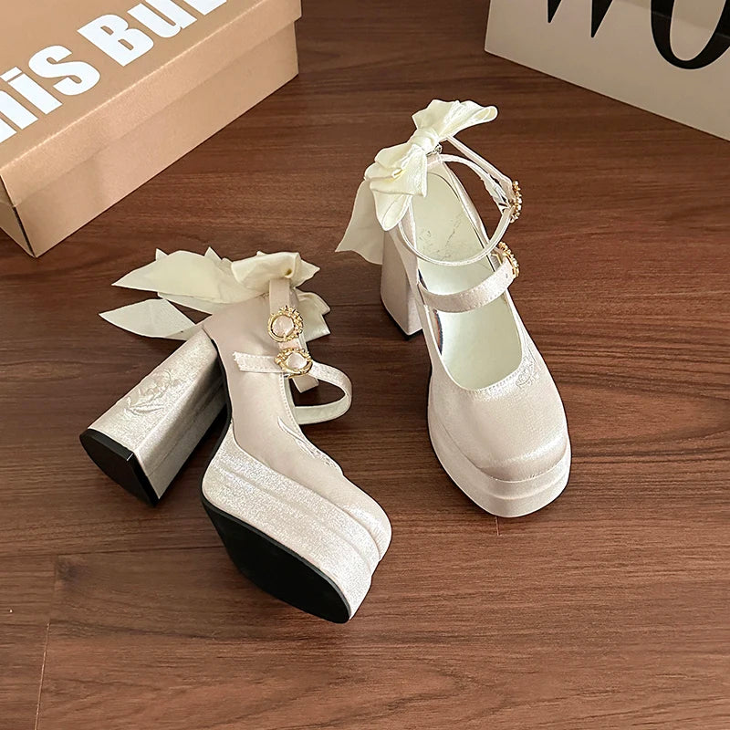 Manufacturer   Summer Platform High Heel Women Lolita Mary Jane Shoes Fashion Butterfly-knot Stripper Party Dress Pumps Shoes   Pumps