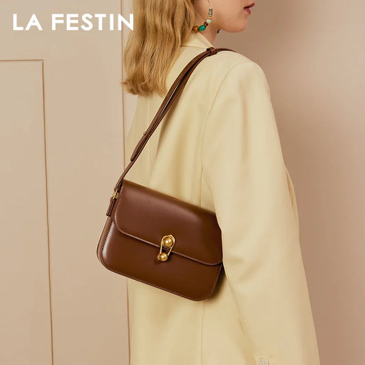 LA FESTIN Women's bag Luxury Brand  New Fashion Shoulder Crossbody Square Bags Tote Bags Designer Handbag Split Leather