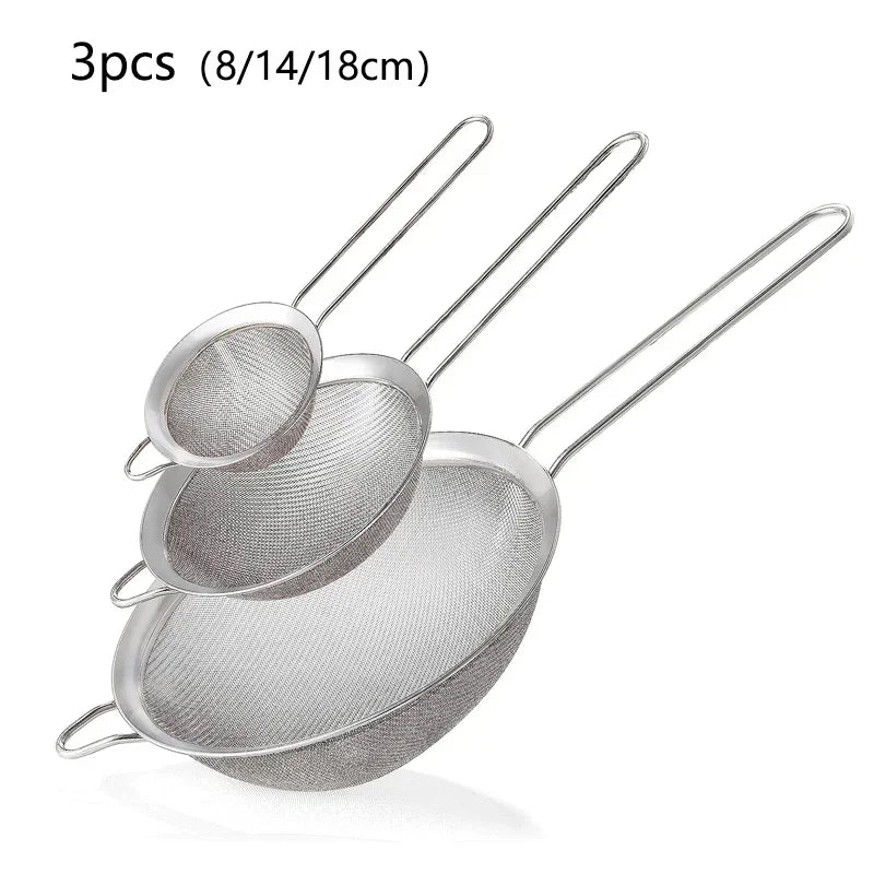 Manufacturer   1-3Pcs Stainless Steel Wire Fine Mesh Oil Strainer Flour Colander Sieve Sifter Pastry Baking Tools Kitchen Accessories   kitchen gadgets