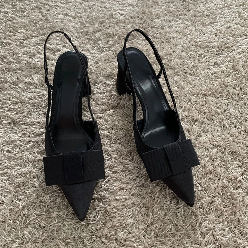 Manufacturer   Butterfly-knot Design Heeled Sandals Women Fashion Elegant Dress Shoes Female Pointed Toe Pumps Women Slingback High Heels   Pumps