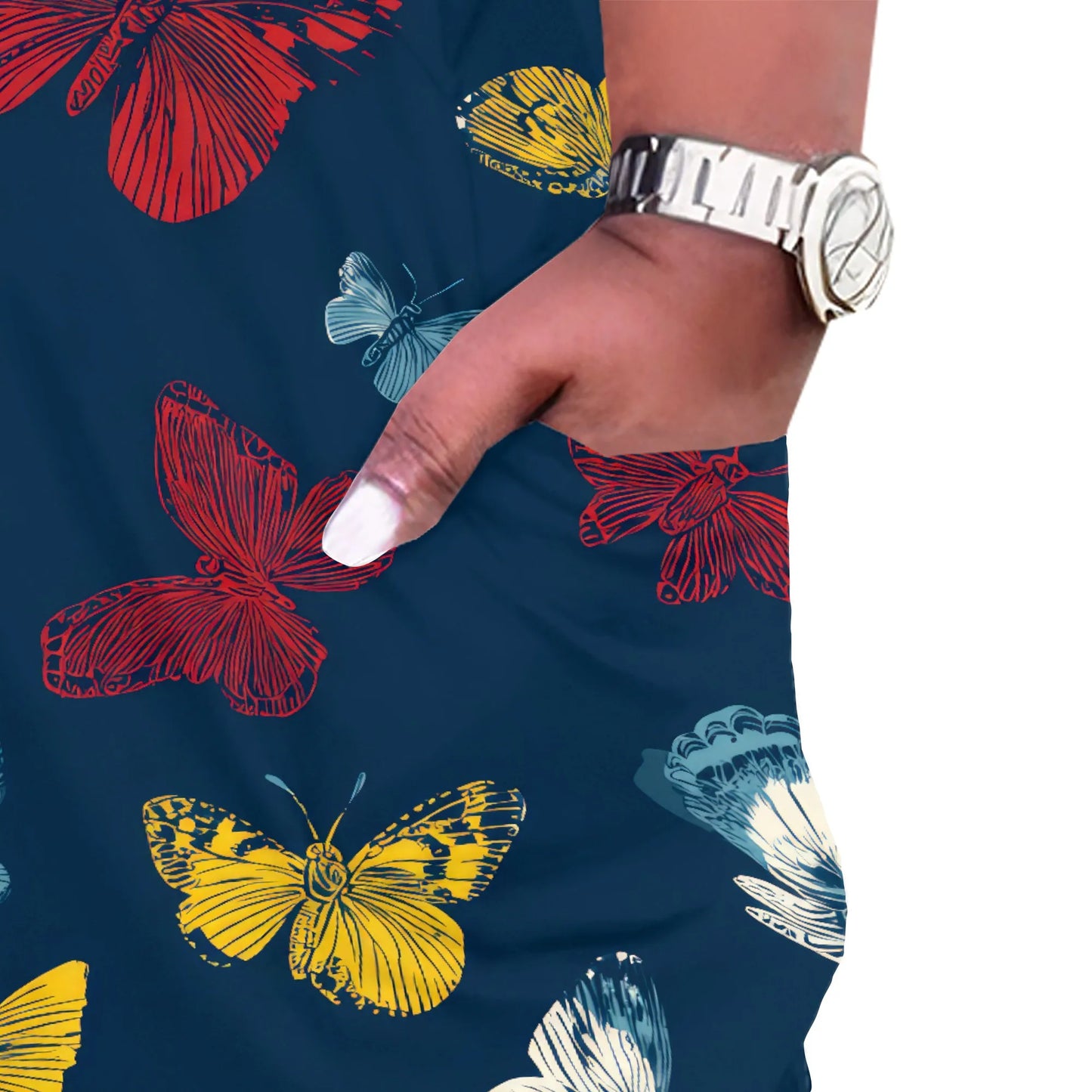 Oversized Baggy Summer Womens Print Dresses Sexy Casual T-Shirt V Neck Long Sleeve Maxi Dress with Pocket