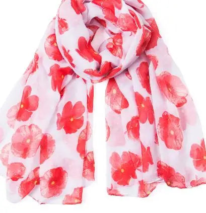 New Fashion Poppy Print Scarves Shawls Women Beach Flower Print Foulard Wrap Accessories Hijab 5 Color  scarf
