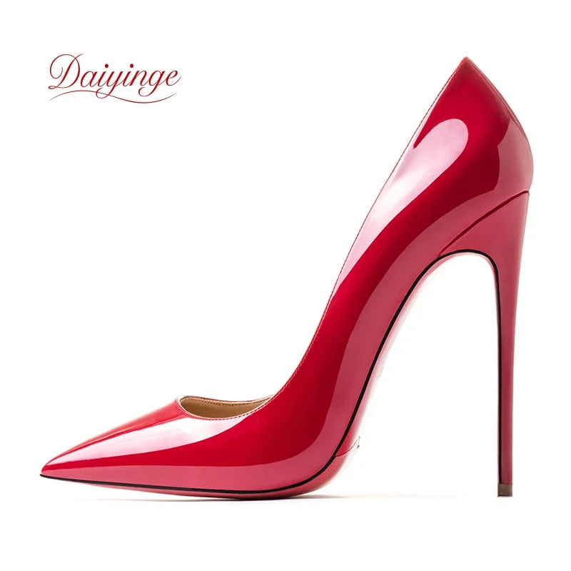 Manufacturer   Heels For women  Trend Leather Luxury Red Bottom High Heels 12cm Pointed Toe Stiletto Pumps Elegant Sexy Party Wedding Shoes   Pumps