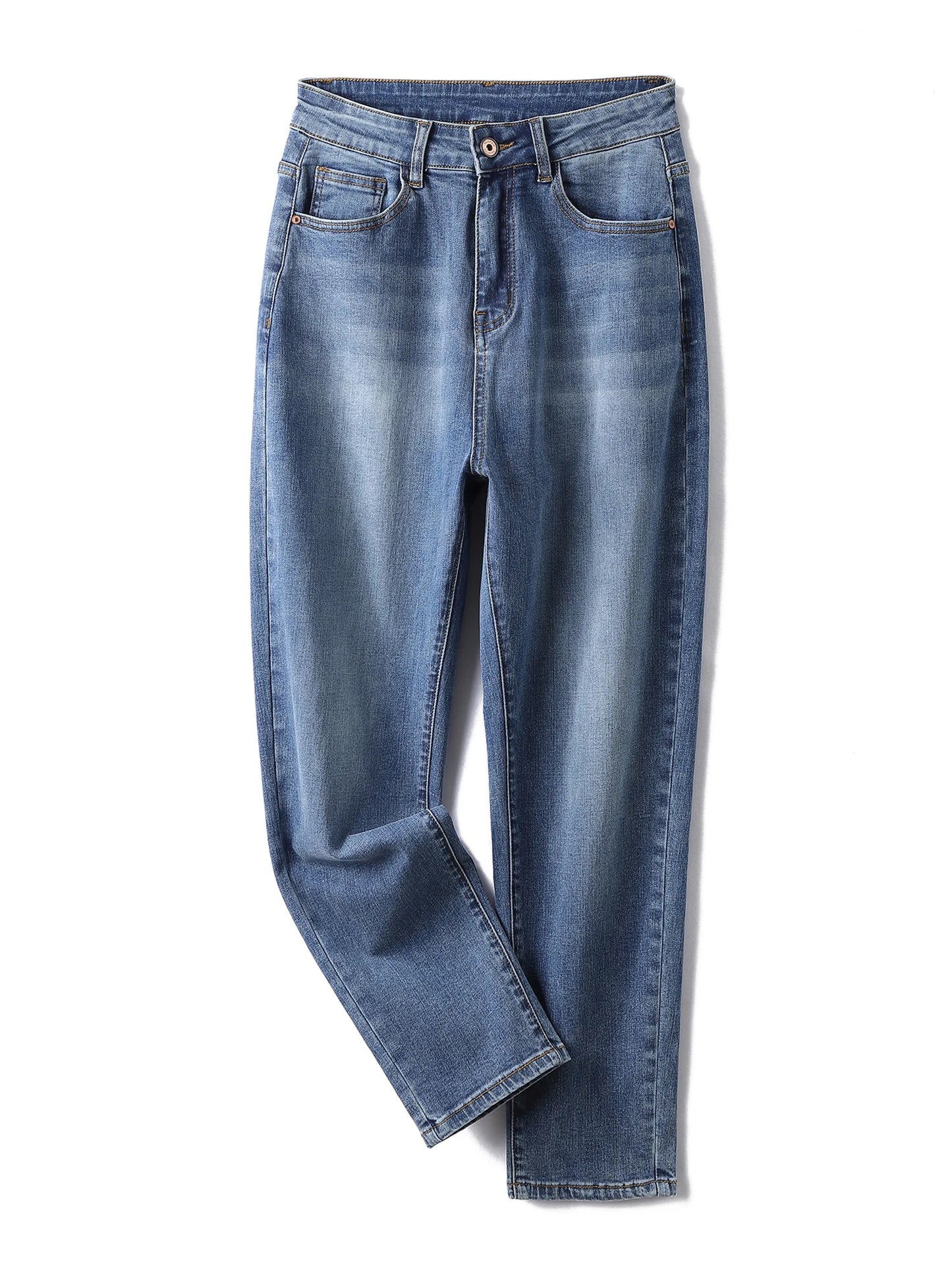 Plus Size Tapered Jeans for Women Full Length Harem Women Jeans High Waist Washing Spring and Autumn Denim Women Jeans pant