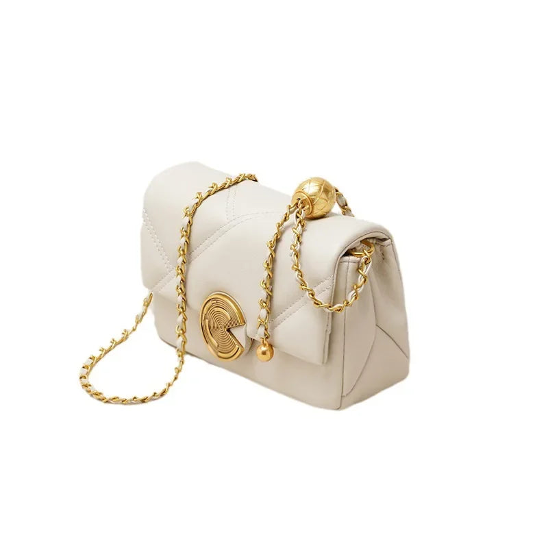 High-quality Lingge Chain Leather Women's Bag  New Fashion Small Square Shoulder Bags Crossbody Bag