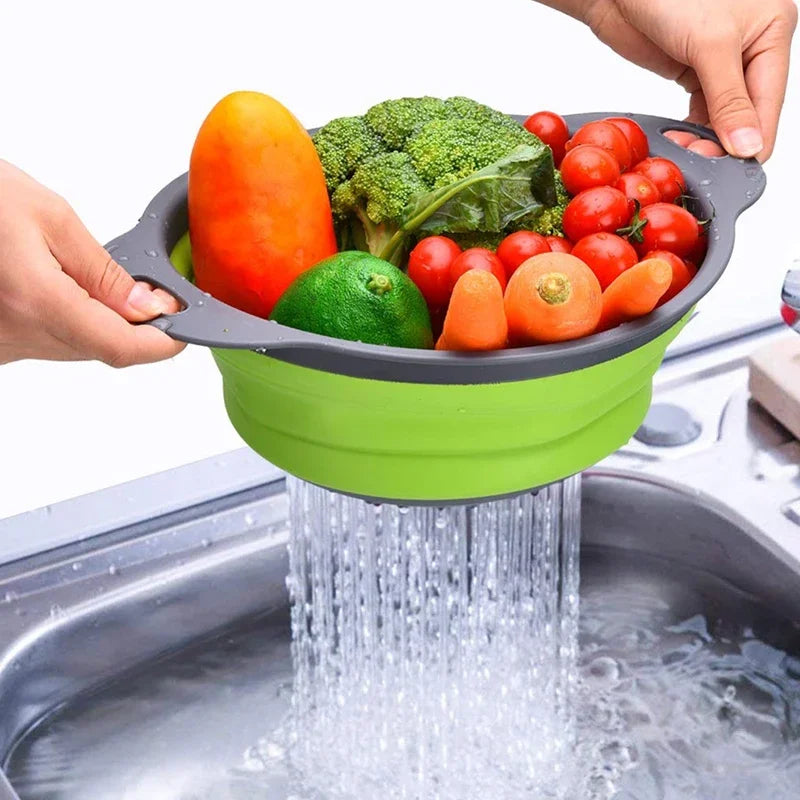 Manufacturer   Foldable Strainer Fruit Vegetable Washing Basket Colander Dish Drainer Silicon Colander Collapsible Drainer Kitchen Gadgets   kitchen gadgets