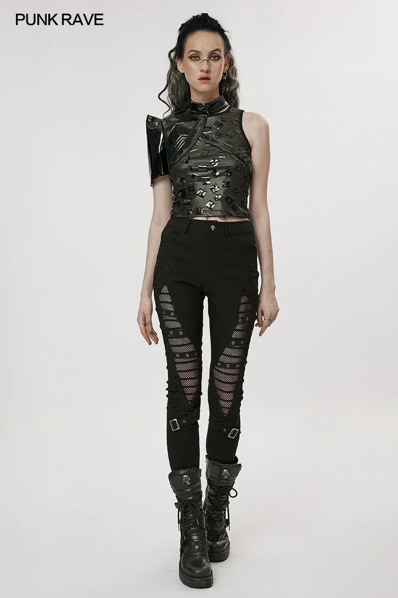 PUNK RAVE Women's Gothic Hollow-out Eyelet Webbing Leggings Punk Personality Handsome Sexy Girl Tights Pants Spring/autumn  pant
