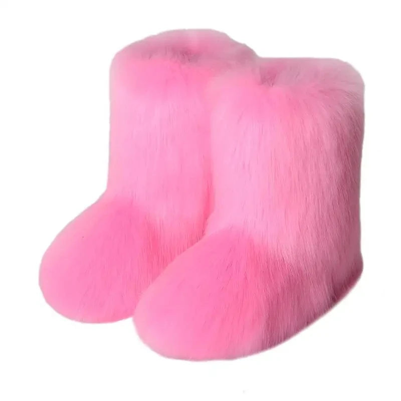 Manufacturer   Winter Shoe Women's Winter Fluffy Faux Fox Fur Boots Woman Plush Warm Snow Boots Luxury Footwear Girls' Furry Fur Bottes Fashion   boots