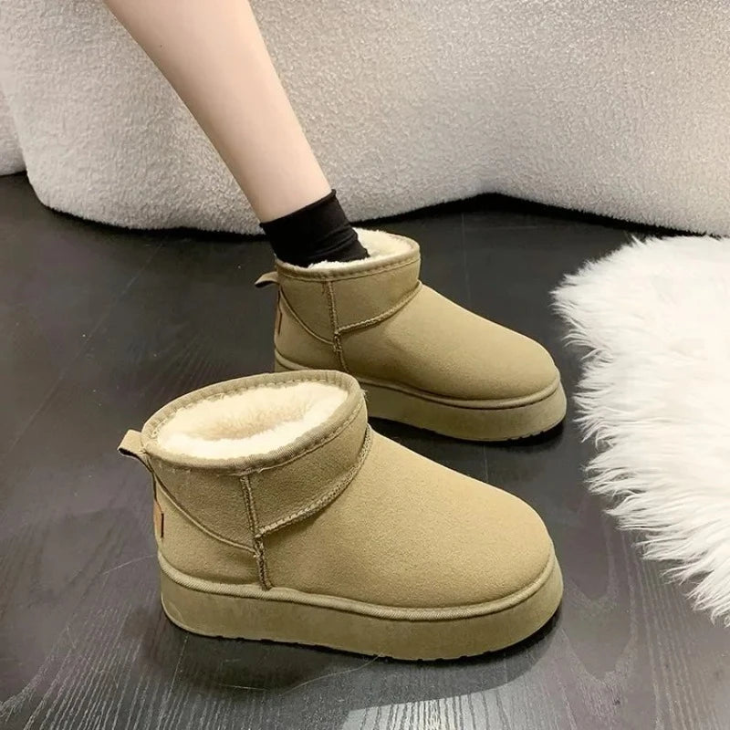 Manufacturer   Snow Boots Women Winter Keep Warm Fur Cotton Shoes Woman Faux Suede Slip-On Ankle Botas Padded Shoes   boots
