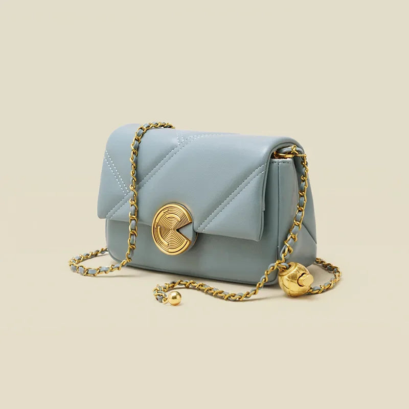 High-quality Lingge Chain Leather Women's Bag  New Fashion Small Square Shoulder Bags Crossbody Bag