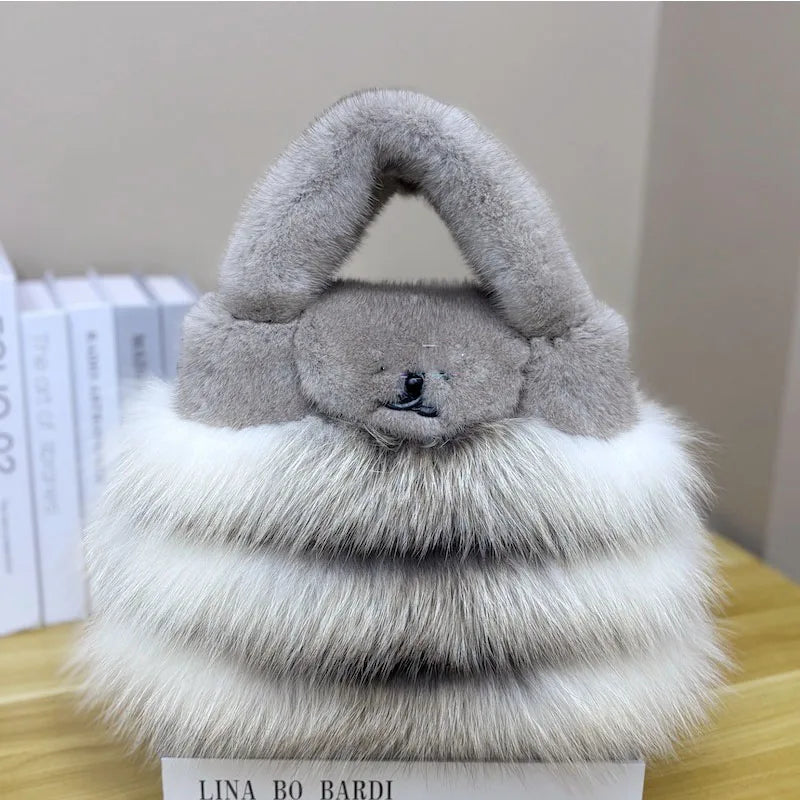 Pure Imported Mink  Y2K Fashion Desgner Crossbody Bag Luxury Handbag ling Women's Bag Real Fur Sod Bag Mink Bag Mobile