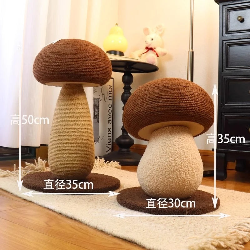Cat scratcher rolling chassis mushroom cat tree tower Toys for pets wooden Accessories for pets red Creative ornaments modern  cat toy
