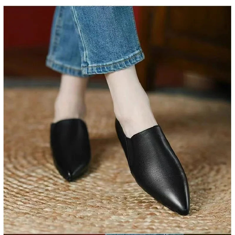 Manufacturer  New Women's British Style Leather Shoes - Retro Chunky Heel Pointed-Toe Pumps, Low-Cut Dress Shoes for Office & Daily Wear   Pumps