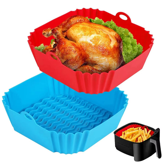 manufacturer  Silicone Air Fryer Pot Tray Food Safe Reusable Square BBQ Barbecue Pad Plate Airfryer Oven Baking Mold Basket Pan for Kitchen   Kitchen gadgets