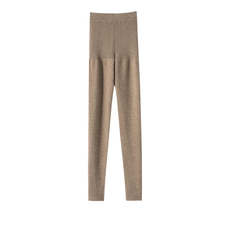 MEETCC Autumn Winter Women 100% Cashmere Legging High Waist Strech Slim Pants Autumn Winter Thick Warm Leggings Skinny Pant