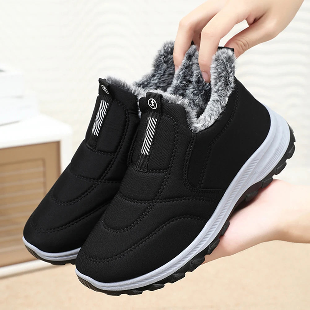 Manufacturer   Warm Walking Shoes Lightweight Thermal Ankle Boots Non-slip Slip On Sneakers Winter Thick Fur Shoes for Travel Hiking    Sneakers