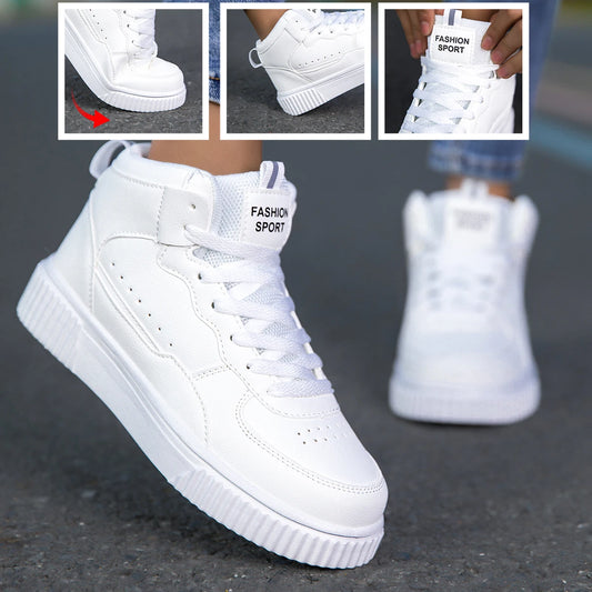 Manufacturer   New Men's Casual Leather Shoes, Trendy Breathable Versatile Sports White Sneakers with Leather Surface    Sneakers