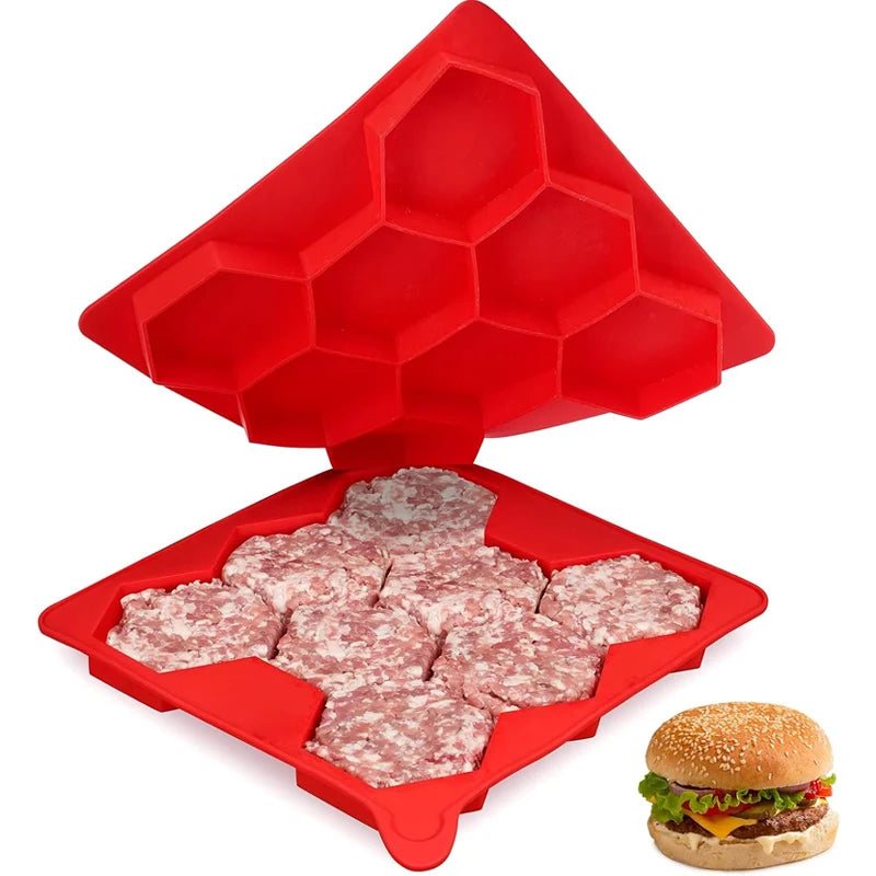 Manufacturer   8 Hole Silicone Hamburger Press Mold Non Stick Burger Patty Maker Freezer Container Kitchen BBQ Food Shaper Meal Prep Tool   kitchen gadgets