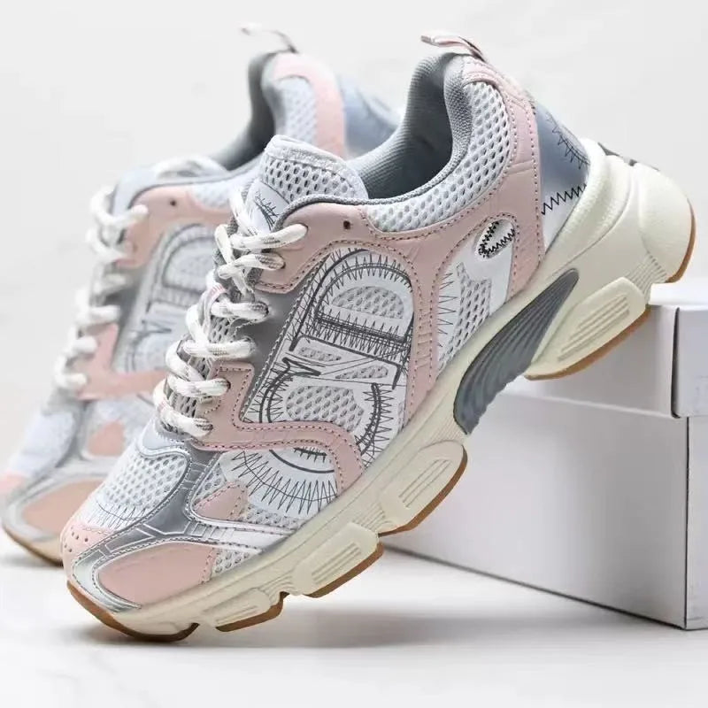 Manufacturer   D Home Mesh Upper Running Shoes Thick Bottom Dad Sneakers Unisex Lace up Sports Couple Shoes Anti Slip Wear Resistant Rubber...    Sneakers