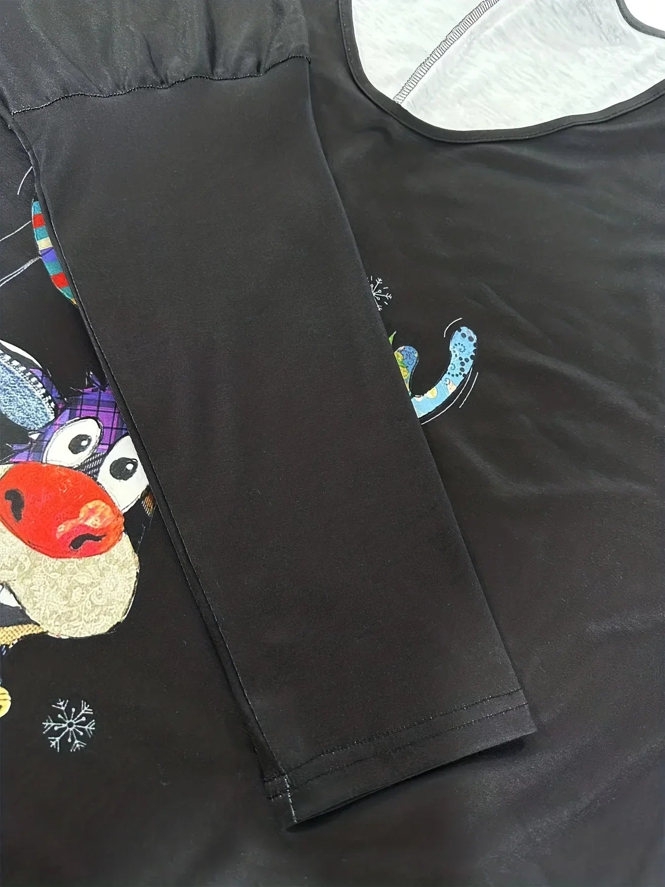 Women's Fashion Plus Size 1XL-5XL Christmas Printed Pocket Long Sleeved T-shirts  Ladies Autumn New Home Clothes Tops