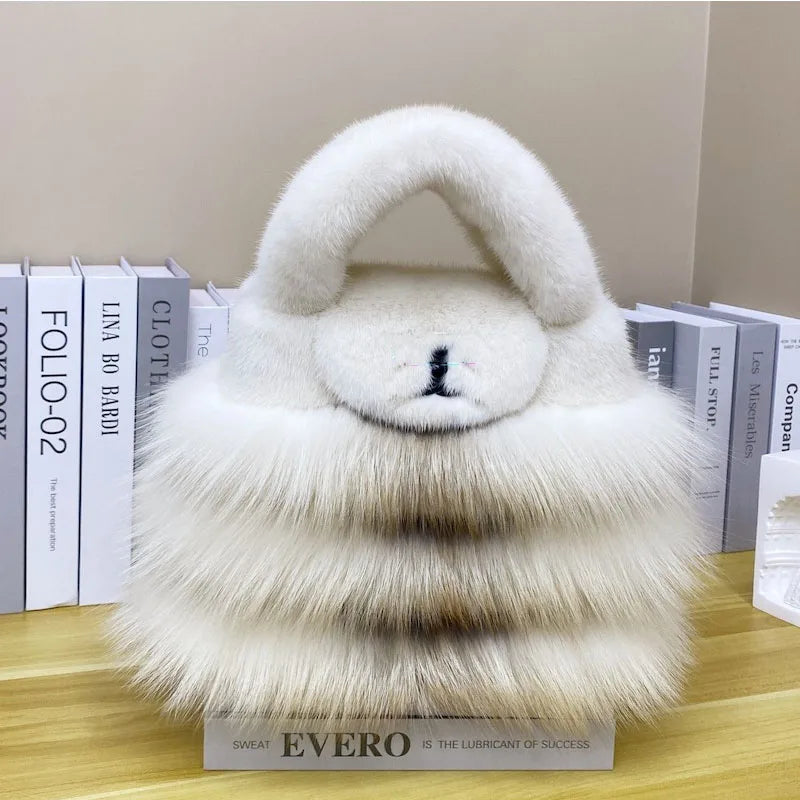 Pure Imported Mink  Y2K Fashion Desgner Crossbody Bag Luxury Handbag ling Women's Bag Real Fur Sod Bag Mink Bag Mobile