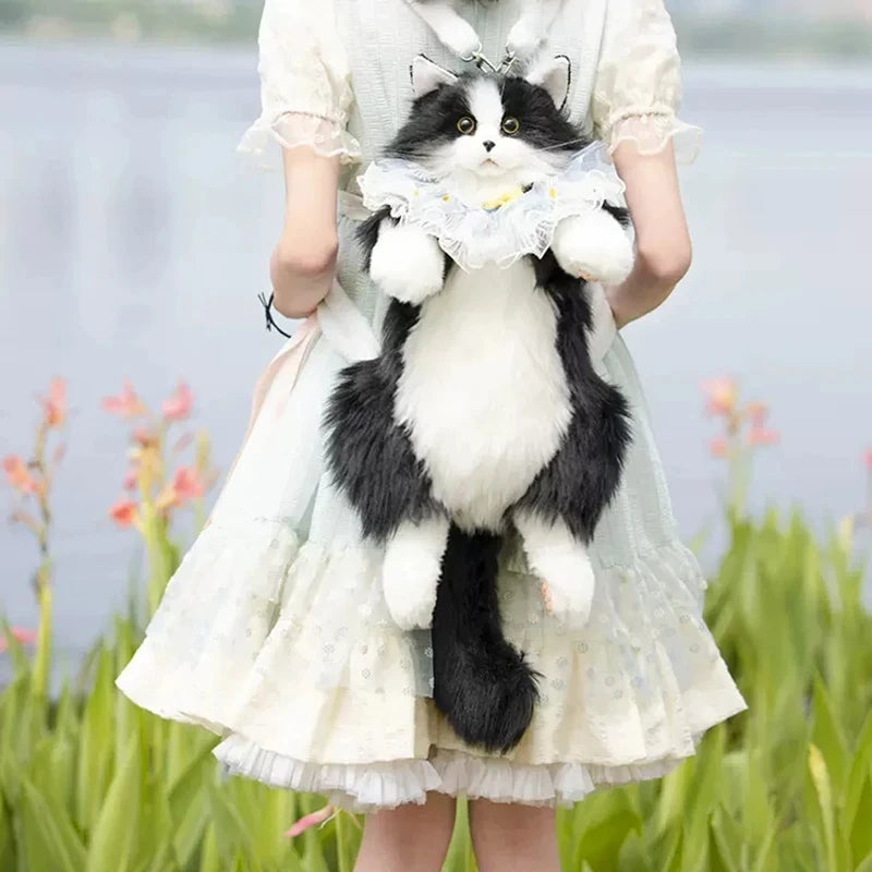 Pure Handmade Simulation Plush Cat Backpack Trendy And Cute Doll Cat Shoulder Bag For Women Exquisite Birthday Gifts For Girl CAT BAG