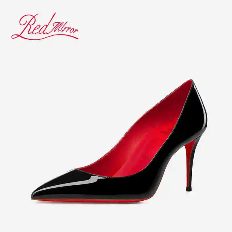Manufacturer   Women heels Naked color Women's elegant high heel Luxury Black shoes woman  Red Shiny Bottoms Pointed Toe party Ladies Women   Pumps