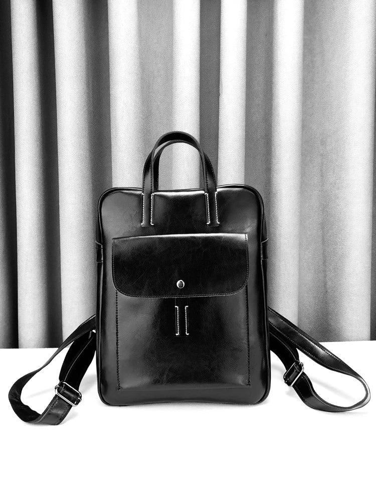Women High Quality Cow Leather Backpack Preppy Style Teenager Girls Schoolbag Vintage Laptop Packing Satchel Unisex Shoulder Bag