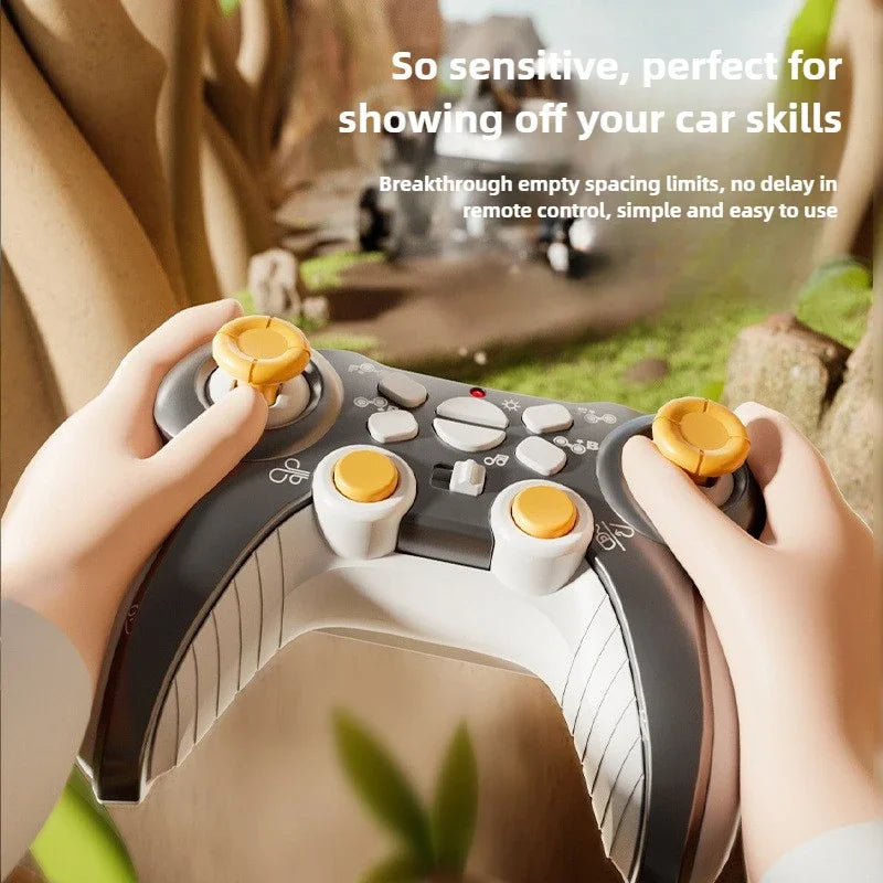 2.4G Children RC Robot Dinosaur Toy 8 Wheels Photoelectric Spray Stunt Action Remote Control Electric Off-road Dogs Kids Gifts