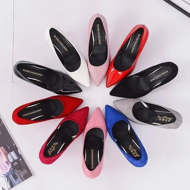 Manufacturer  Large Size Ladies Casual Office Shoes Fashion Pure Color Low Cut High Heels New Style Rubber Upgraded Version   Pumps