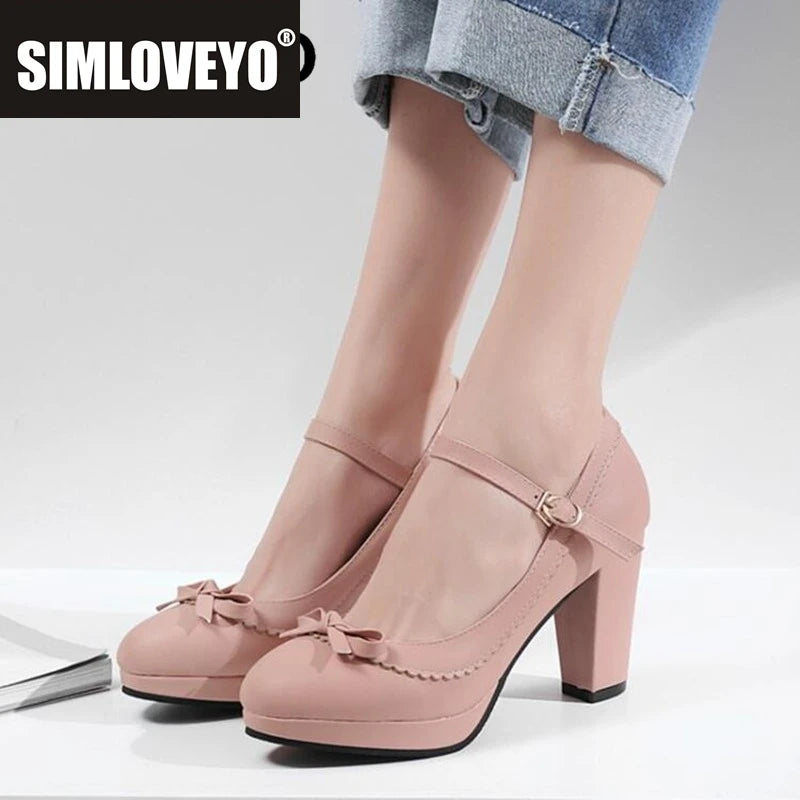Manufacturer   SIMLOVEYO Large size 45 46 Women Strap Pumps Bows Platform High Heels Round Toe Party Wedding Shoes Bridal Stilettos Black   Pumps