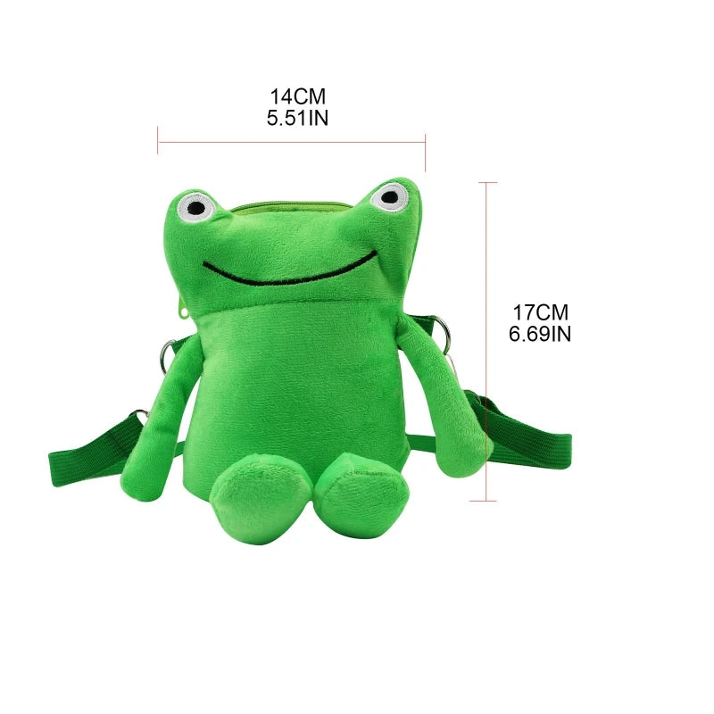 Lovley Plush Green for Frog Shoulder Bag Cartoon Bag for Family Gather