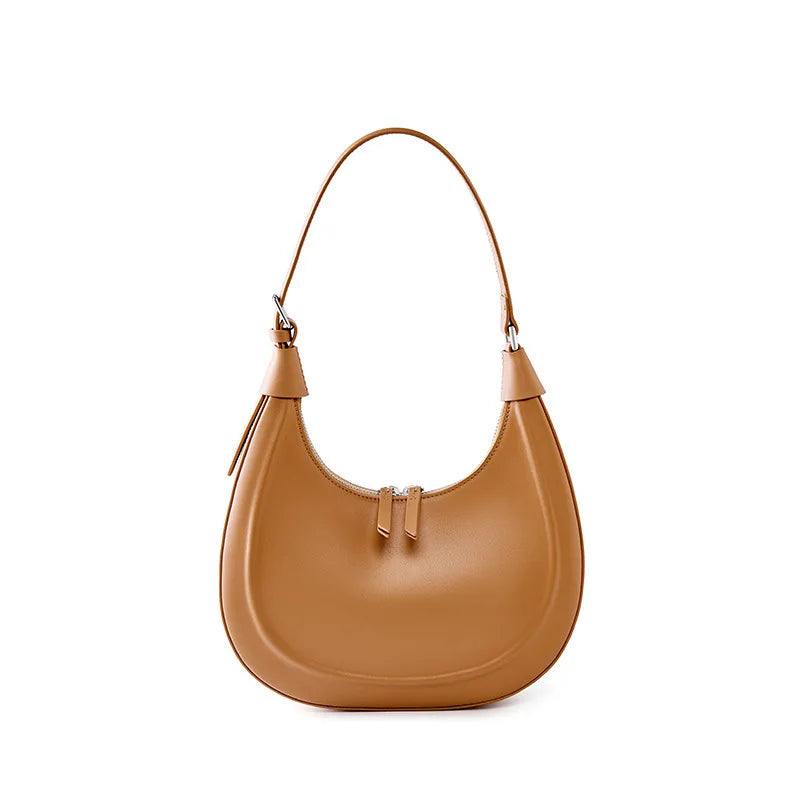 100% Genuine Leather Women Handbag luxury Cowhide shoulder bag ladies Half Moon Bag Fashion Underarm Bag crossbody For women