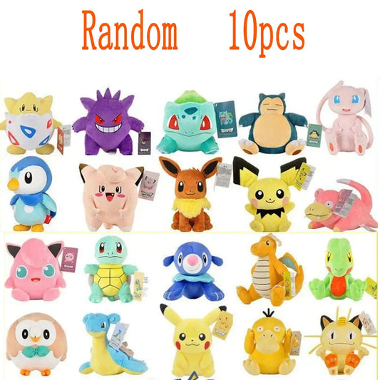 10PCS 20cm Pokemon Stuffed Plush Toy Kawaii Pikachu  Anime Doll Kids Birthday Kawaii Cute Soft Children Stuffed Plush