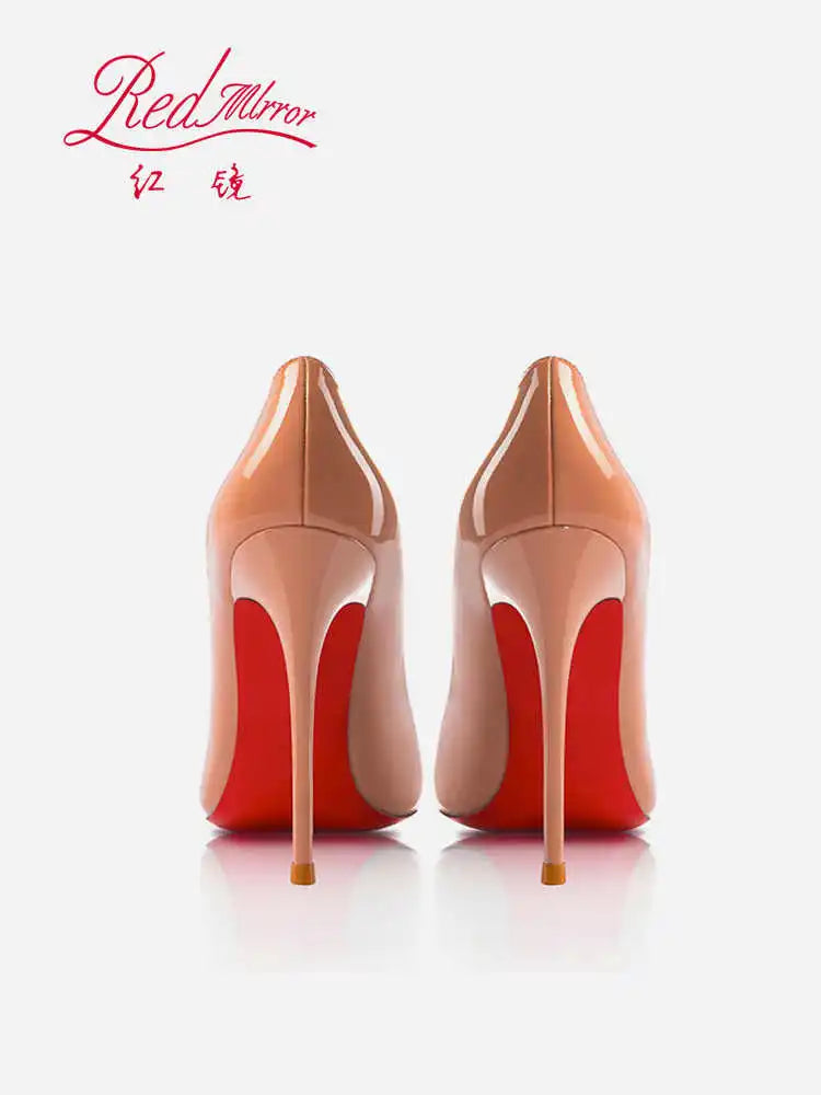 Manufacturer   Women heels Naked color Women's elegant high heel Luxury Black shoes woman  Red Shiny Bottoms Pointed Toe party Ladies Women   Pumps