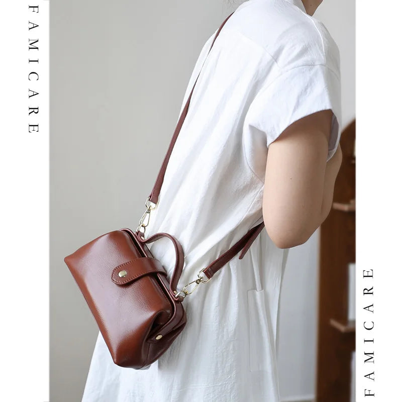 Hot sale Women Bag High Quality Waterproof Genuine Leather Messenger Lady Minimalist Doctor Handbag Girls Crossbody Shoulder Bag
