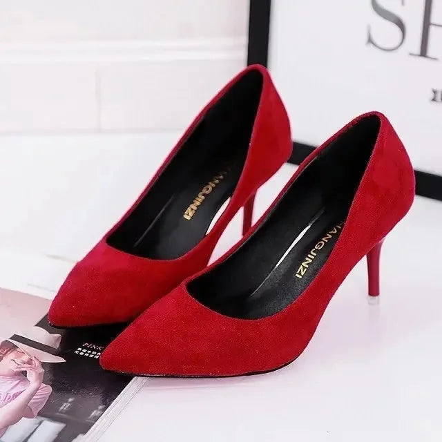 Manufacturer  Large Size Ladies Casual Office Shoes Fashion Pure Color Low Cut High Heels New Style Rubber Upgraded Version   Pumps