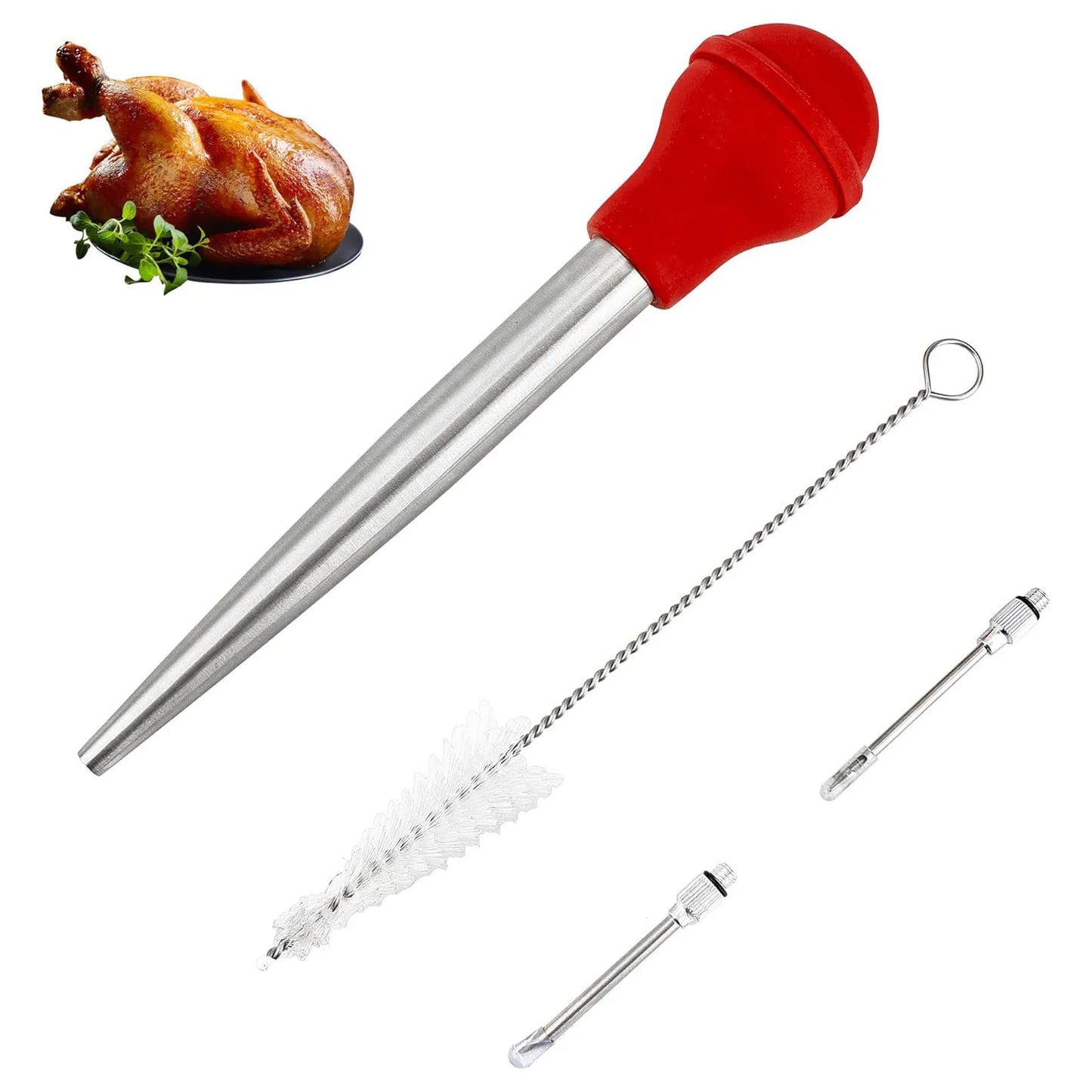 Manufacturer   Stainless Steel Turkey Baster for Cooking - Food Grade Meat Injector Syringe & Silicone Suction Bulb With 2 Detachable Needles   kitchen gadgets