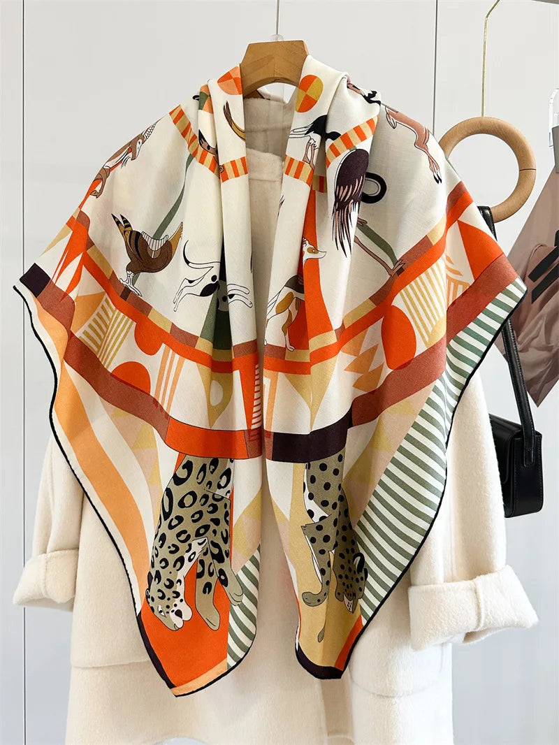 Winter Large Scarf Luxury Designer Pashmina Handmade Handrolled Shawls Hijab Women Head Neck Accessories Christmas Gift