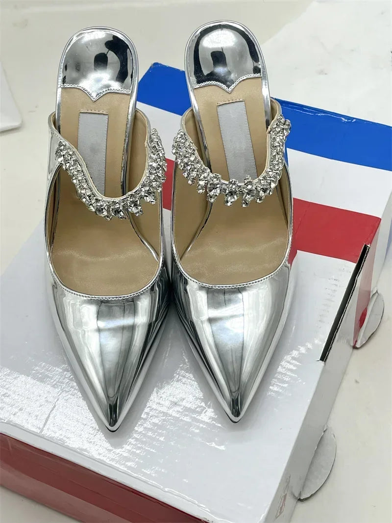Manufacturer   European and American Spring and Autumn New Women High Heel Shoes High Quality Diamond Decoration Muller Shoes   Pumps