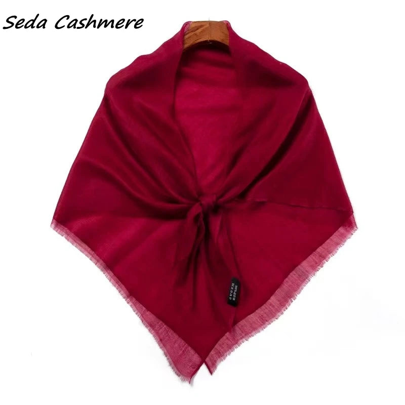 100%Cashmere Scarf Women  Ladies Luxury brand Thin Summer Winter  Ring Cashmere Square Shawl  Soft 100-100cm 1M